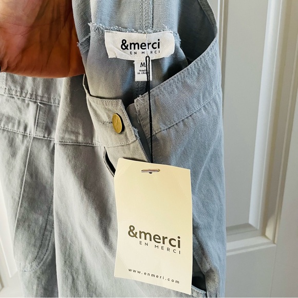 &merci Light Blue Gray Casual Relaxed Cotton Overalls | NWT | Medium - Picture 3 of 6